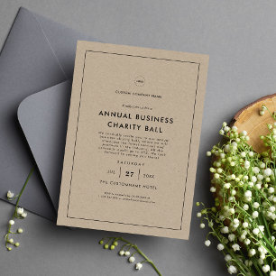 Rustic Kraft Logotyp Business Company Dinner Party Inbjudningar