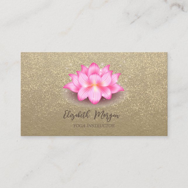 Rustic Kraft,Lotus,Guld Confetti Violet Lotus Visitkort (Framsida)