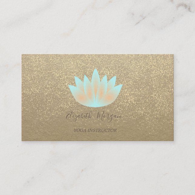 Rustic Kraft,Lotus,Guld Confetti Yoga Instructor Visitkort (Framsida)