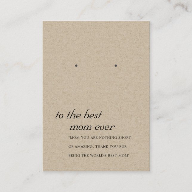RUSTIC KRAFT MAMMA GIFT EARRING VISNING CARD PLACERINGSKORT (Framsida)
