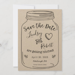 Rustic Kraft Mason Burk Spara datumet Inbjudningar