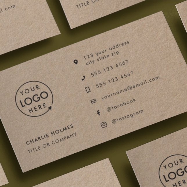 Rustic Kraft | Medieikoner för modern Logotyp Soci Visitkort (Rustic Kraft company branded professional business cards for small business networking.)