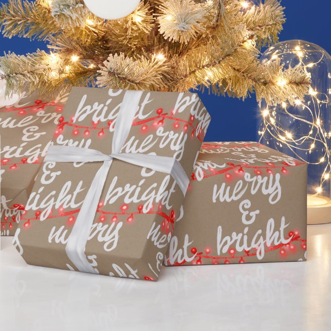 Rustic Kraft Merry & Bright Add Your Hälsning Presentpapper (Helgdagar)