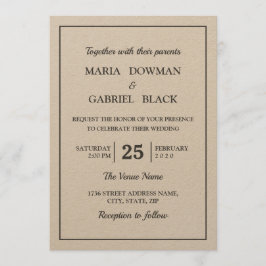 Rustic Kraft Minimal Modern Bröllop Inbjudningar