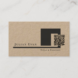 Rustic Kraft Modern Minimalist QR-kod Visitkort