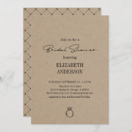 Rustic Kraft Modern Script med Ring Möhippa Inbjudningar