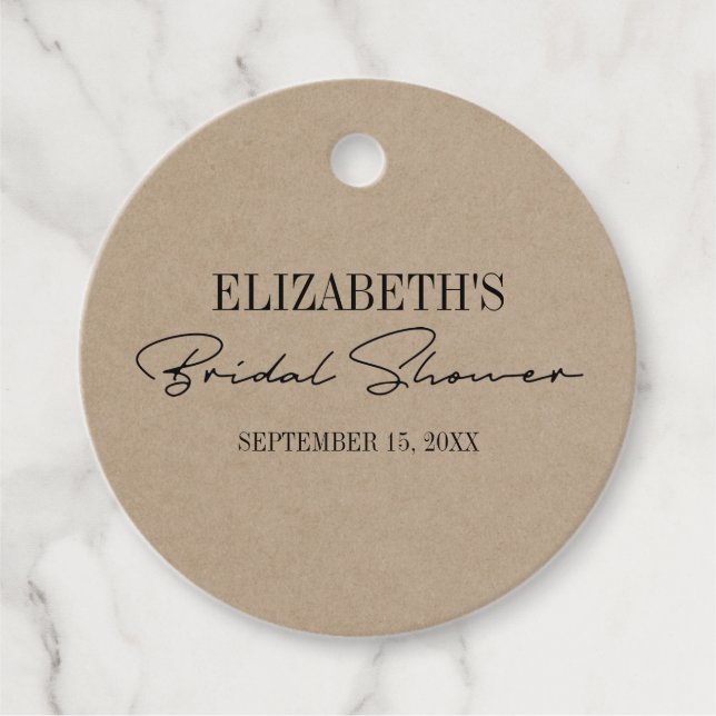 Rustic Kraft Modern Script Möhippa Gåvor Etiketter (Framsida)