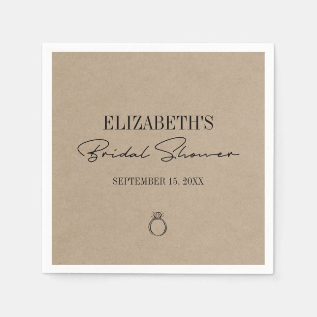 Rustic Kraft Modern Script Möhippa Pappersservett (Framsidan)