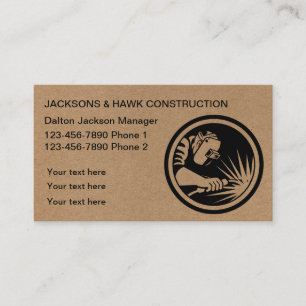 Rustic Kraft Modern Snyggt Metallic Construction Visitkort