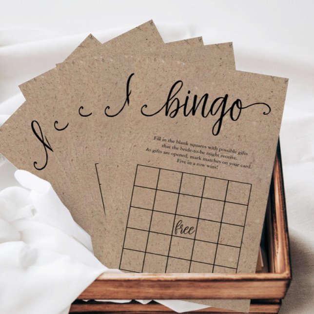 Rustic Kraft Möhippa Bingo, Pappert spelkort Flygblad (Skapare uppladdad)