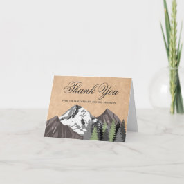 Rustic Kraft Mountain Forest Bröllop Tack Kort