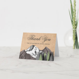Rustic Kraft Mountain Forest Bröllop Tack Kort
