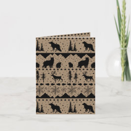 Rustic Kraft Nordic Sweater Black Winter Animals Helgkort