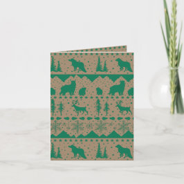 Rustic Kraft Nordic Sweater Grönt Winter Animals Helgkort