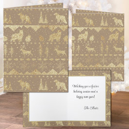 Rustic Kraft Nordic Sweater Guld Winter Animals Helgkort