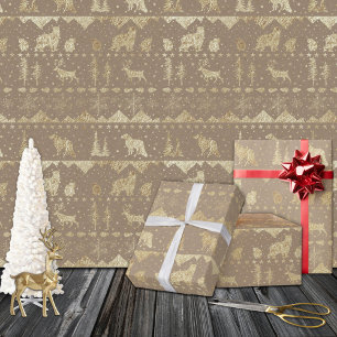Rustic Kraft Nordic Sweater Guld Winter Animals Presentpapper