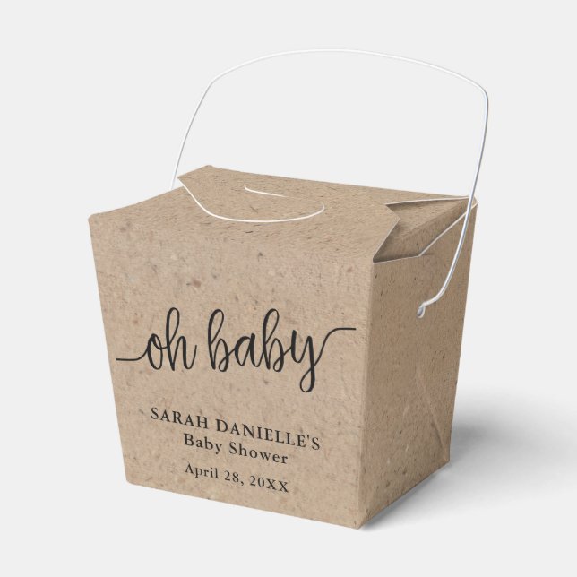 Rustic Kraft Oh Baby Anpassningsbar Ut Presentaskar (Framsidan Sidan)