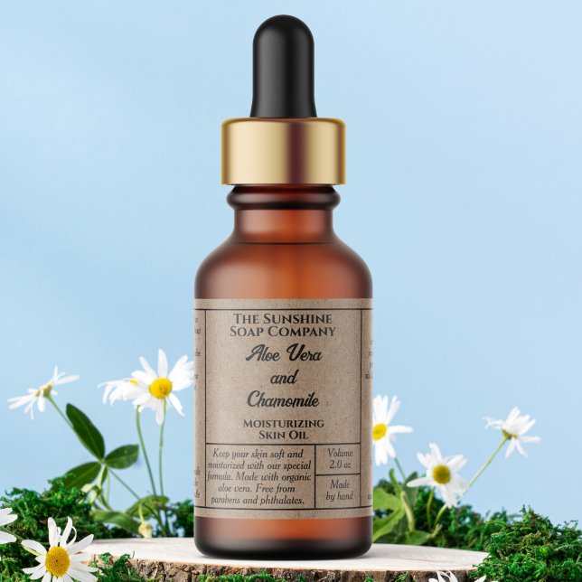 Rustic kraft paper simple dropper bottle label adressetikett (Skapare uppladdad)