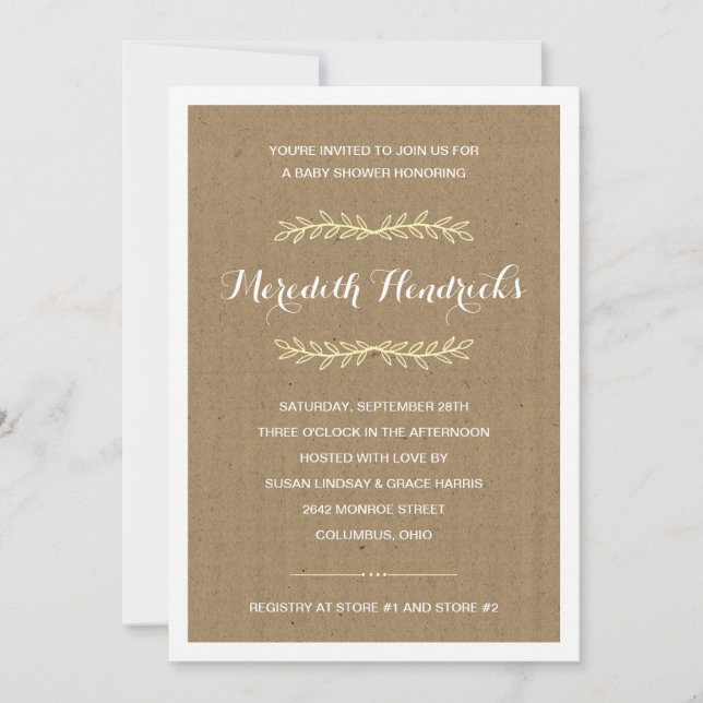 Rustic Kraft Papper | Barnskor Inbjudningar (Framsida)