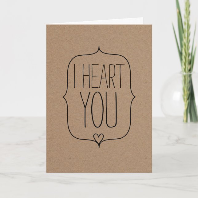 Rustic Kraft Papper Cute Heart Valentines day Helgkort (Framsida)