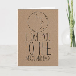 Rustic Kraft Papper Cute Måne Valentines day Helgkort