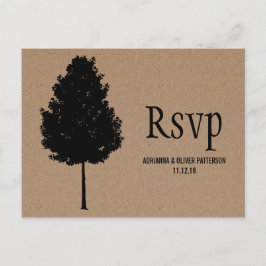 Rustic Kraft Papper Forest Träd Bröllop OSA Inbjudan Vykort