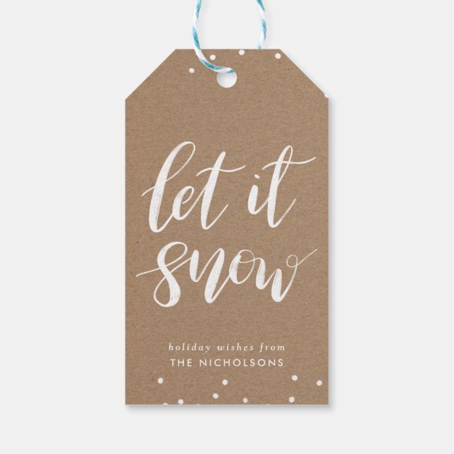 Rustic Kraft Papper jul | LÅT DET SNÖA Presentetikett (Baksidan)