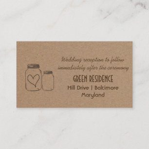 Rustic Kraft Papper Mason Burk Heart Bröllop Infog Tilläggskort