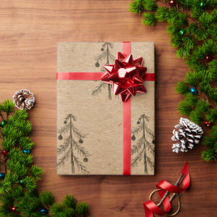 Rustic Kraft Papper Minimal skalning i julgran Presentpapper