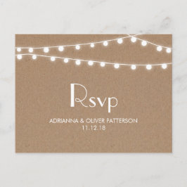 Rustic Kraft Papper String Ljus Bröllop OSA Inbjudan Vykort