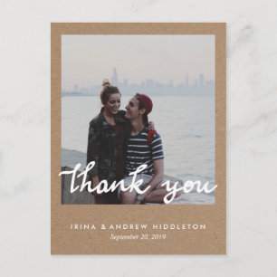 Rustic Kraft Papper Tack Handskriftlig foto Vykort