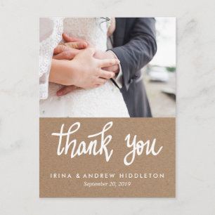 Rustic Kraft Papper Tack Script par foto Vykort