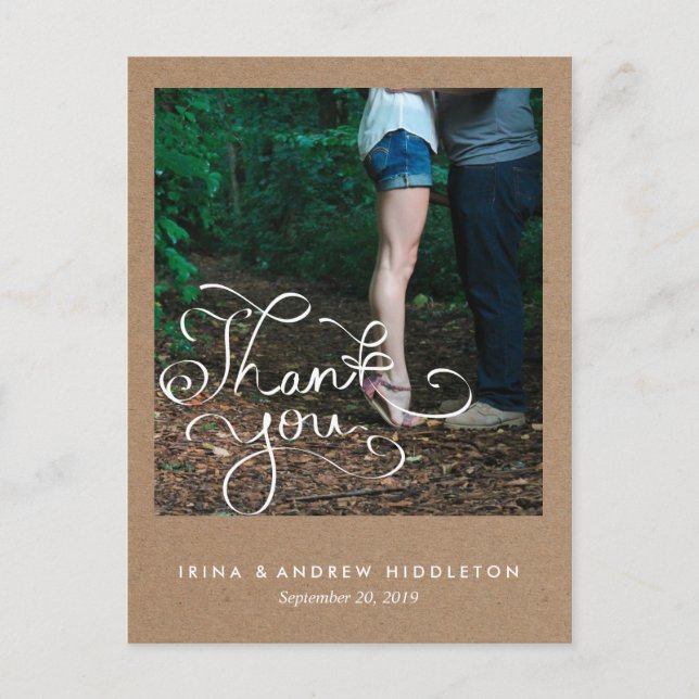 Rustic Kraft Papper Tack Typography Photo Vykort (Framsida)