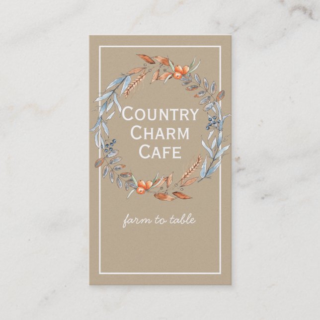 Rustic Kraft Papper vattenfärgsutandning Visitkort (Framsida)