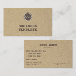 Rustic Kraft Papper Vintage Brown bara med Logotyp Visitkort