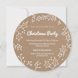 Rustic Kraft Pappra Garland Gräns jul Party Inbjudningar