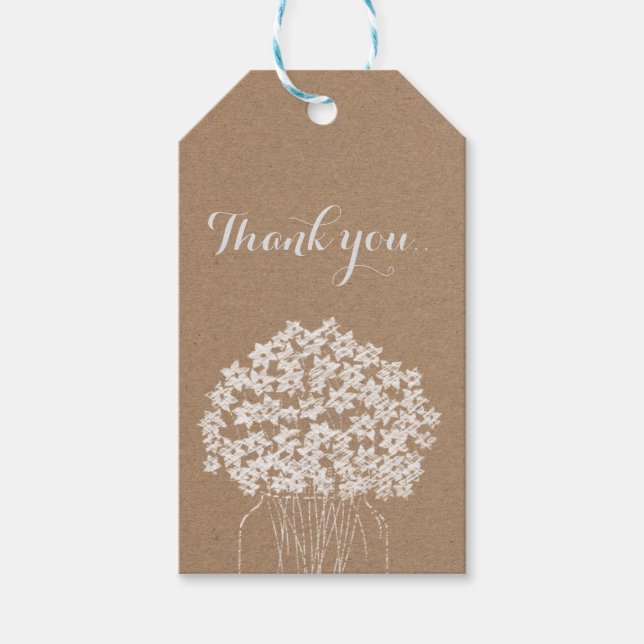 Rustic Kraft Pappra Mason Burk Blommigt Bröllop Presentetikett (Framsidan)