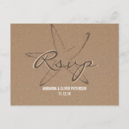 Rustic Kraft Pappra Starfish Nautical Bröllop OSA Inbjudan Vykort