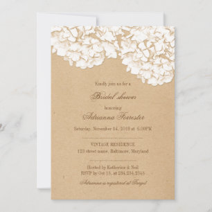 Rustic Kraft Papprare Hydrangeas Möhippa Inbjudningar