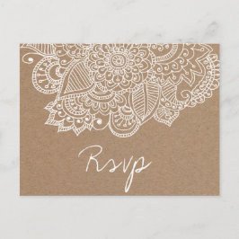 Rustic Kraft Papprare Paisley Bröllop SVP Inbjudan Vykort