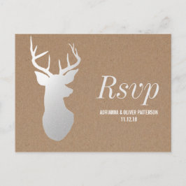 Rustic Kraft Papprare Silver Antler Bröllop OSA Inbjudan Vykort