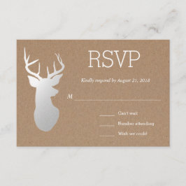 Rustic Kraft Papprare Silver Antler Bröllop OSA Kort