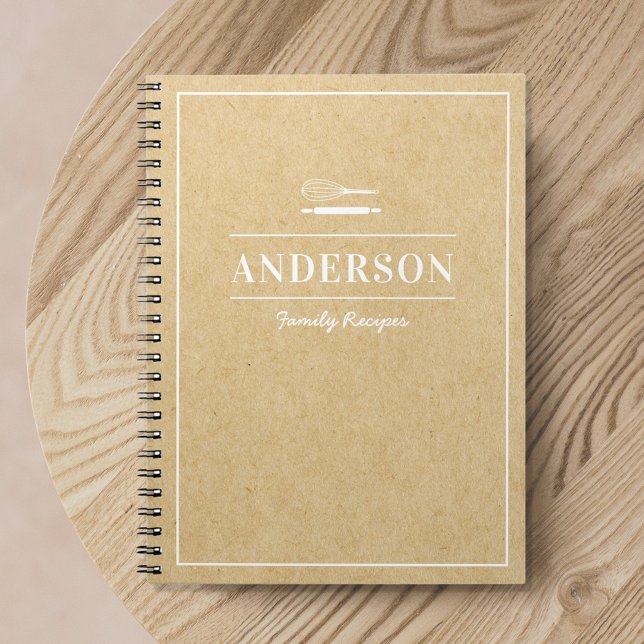 Rustic Kraft Personalized Family Recipe Book Anteckningsbok (Skapare uppladdad)