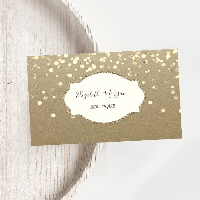 Rustic Kraft, Ram Gold  Konfetti Visitkort (Skapare uppladdad)