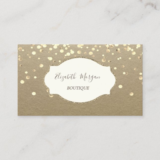Rustic Kraft, Ram Guld Confetti Visitkort (Framsida)