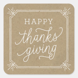 Rustic Kraft Ram Happy thanksgiving Fyrkantigt Klistermärke