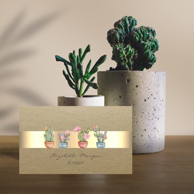 Rustic,Kraft Rand Succulents Visitkort (Skapare uppladdad)