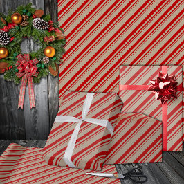Rustic Kraft Red Candy Rand Helgdag Presentpapper