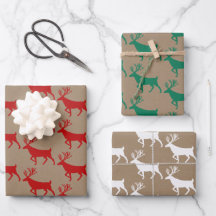 Rustic Kraft Red Grönt White Woodland Stag