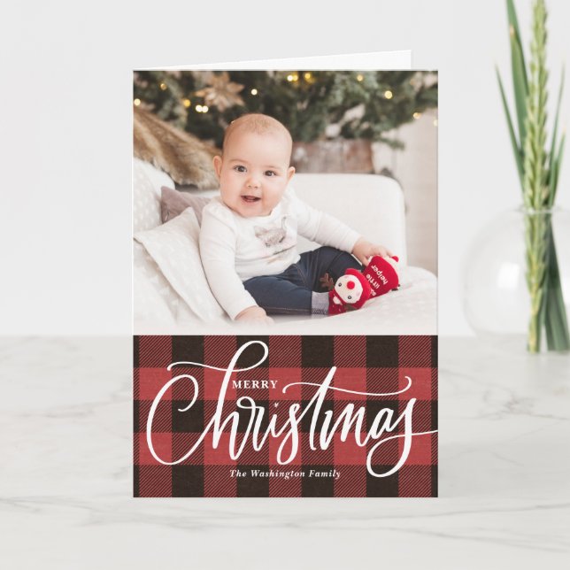 Rustic Kraft Red Play God jul Photo Helgkort (Framsida)